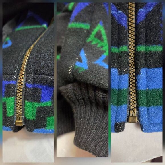 VTG 80s 90s Pendleton Wool Blend Aztec Bomber Jacket RARE COLOR Sz. L - Picture 10 of 12